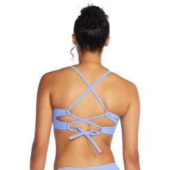 Two Pieces-Speedo Rib Double Cross Bikini Top Curious Blue