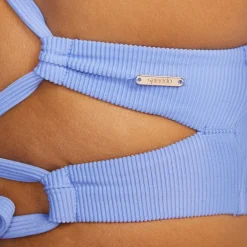 Two Pieces-Speedo Rib Double Cross Bikini Top Curious Blue