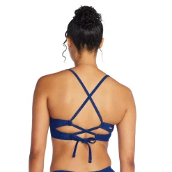 Two Pieces-Speedo Rib Double Cross Bikini Top Cerulean Blue