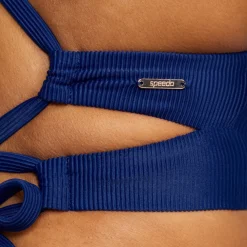 Two Pieces-Speedo Rib Double Cross Bikini Top Cerulean Blue