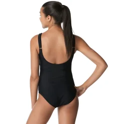 Recreation|Fitness-Speedo Rib Splice Square Neck One Piece Black