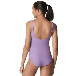 Recreation|Fitness-Speedo Rib Splice Square Neck One Piece Purple
