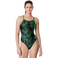 Racing|One Pieces-Speedo Ruse Blocks Flyback One Piece Speedo Green