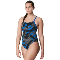 Racing|One Pieces-Speedo Ruse Blocks Flyback One Piece Speedo Blue