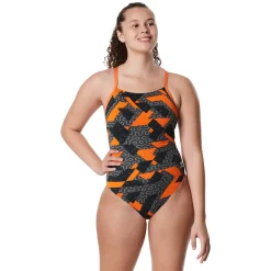 Racing|One Pieces-Speedo Ruse Blocks Flyback One Piece Speedo Orange