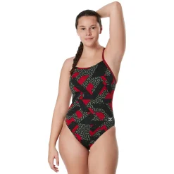 Racing|One Pieces-Speedo Ruse Blocks Flyback One Piece Speedo Maroon