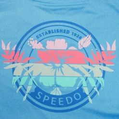Rashguards-Speedo Short Sleeve Graphic Swim Rashguard Tranquil Blue