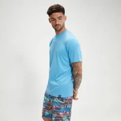 Rashguards-Speedo Short Sleeve Graphic Swim Rashguard Tranquil Blue