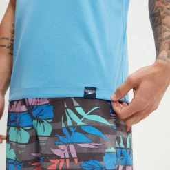 Rashguards-Speedo Short Sleeve Graphic Swim Rashguard Tranquil Blue