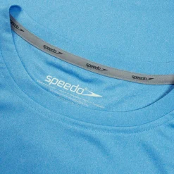 Rashguards-Speedo Short Sleeve Graphic Swim Rashguard Tranquil Blue