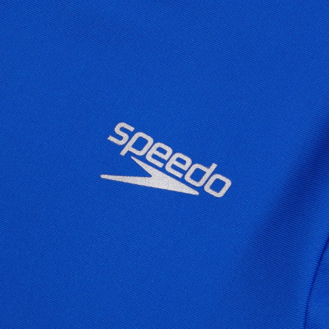 Girls Swimwear-Speedo Short Sleeve Printed Splice Rashguard Cobalt Blue