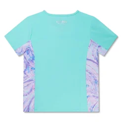 Girls Swimwear-Speedo Short Sleeve Printed Splice Rashguard Arctic Glass