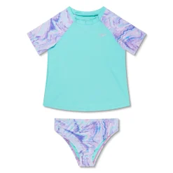 Girls Swimwear-Speedo Short Sleeve Rashguard Set Arctic Glass