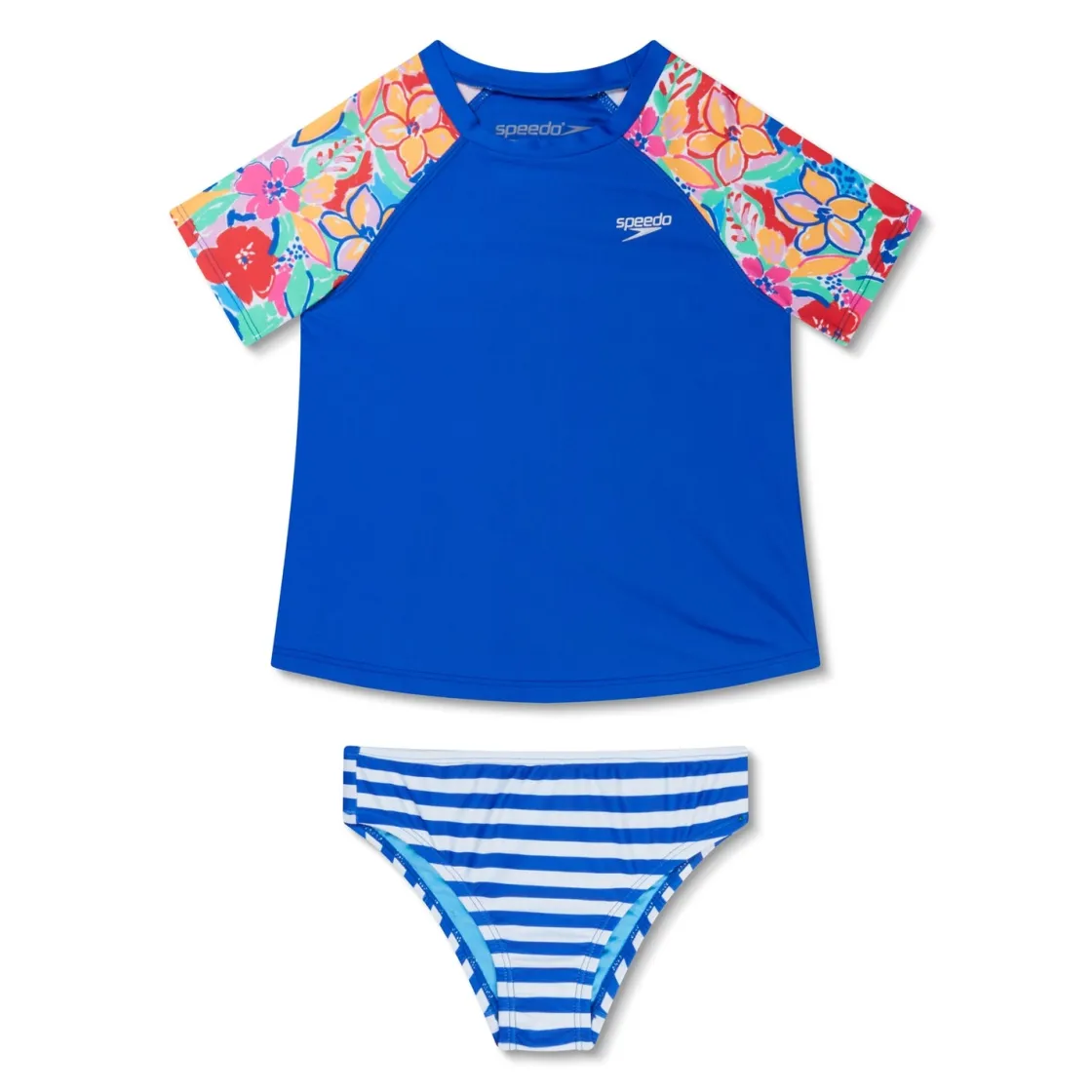 Girls Swimwear-Speedo Short Sleeve Rashguard Set Cobalt Blue