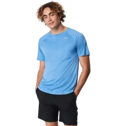 Rashguards-Speedo Short Sleeve Swim Rashguard Blue
