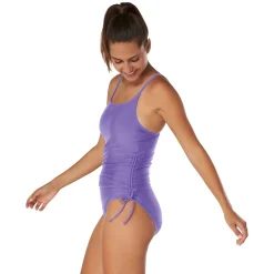 Recreation|Fitness-Speedo Side Shirred One Piece Purple