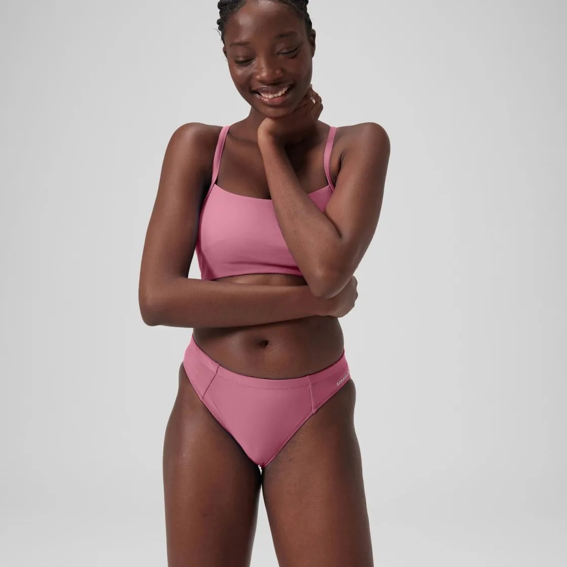 Two Pieces-Speedo Solid Classic Bottom Hot Pink
