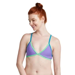 Two Pieces-Speedo Solid Crossback Triangle Top Purple