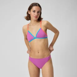 Two Pieces-Speedo Solid Crossback Triangle Top Kiki Pink