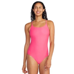 Recreation|Fitness-Speedo Solid Dbl Cross Back One Piece Fandango Pink