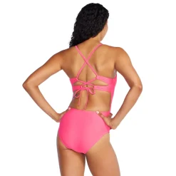 Recreation|Fitness-Speedo Solid Dbl Cross Back One Piece Fandango Pink