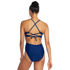 Recreation|Fitness-Speedo Solid Double Cross Back One Piece Cerulean Blue