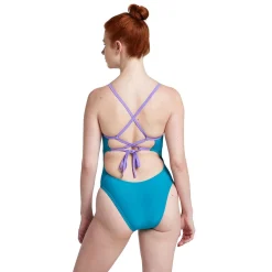 Racing|Fitness-Speedo Solid Double Lace Back One Piece Aquarium Blue