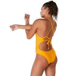 Racing|Fitness-Speedo Solid Double Lace Back One Piece Radiant Yellow