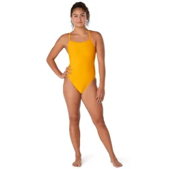 Racing|Fitness-Speedo Solid Double Lace Back One Piece Radiant Yellow