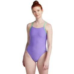 Racing|Fitness-Speedo Solid Double Lace Back One Piece Purple