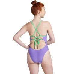 Racing|Fitness-Speedo Solid Double Lace Back One Piece Purple