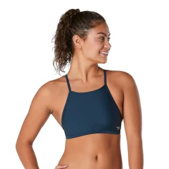 Two Pieces-Speedo Solid Double Lace Back Top Moonlit Ocean Blue
