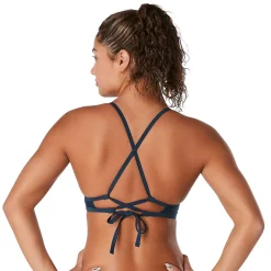 Two Pieces-Speedo Solid Double Lace Back Top Moonlit Ocean Blue