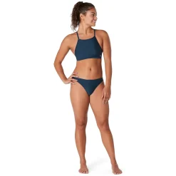 Two Pieces-Speedo Solid Double Lace Back Top Moonlit Ocean Blue