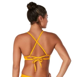 Two Pieces-Speedo Solid Double Lace Back Top Radiant Yellow
