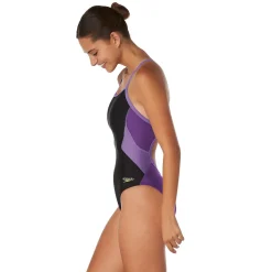 Racing|One Pieces-Speedo Solid Flyback One Piece Purple