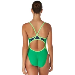 Racing|One Pieces-Speedo Solid Flyback One Piece Navy Green
