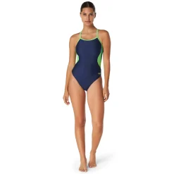 Racing|One Pieces-Speedo Solid Flyback One Piece Navy Green