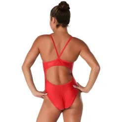 Racing|One Pieces-Speedo Solid Flyback One Piece Red