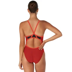 Racing|One Pieces-Speedo Solid Flyback One Piece Red