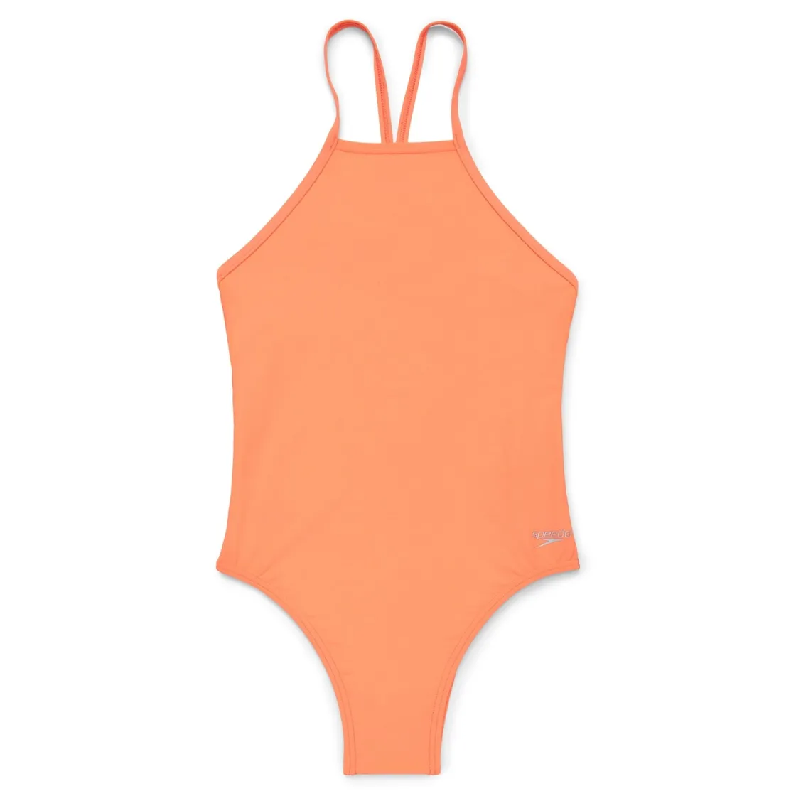 Fitness|Training-Speedo Solid High Neck Tie Back One Piece Peach