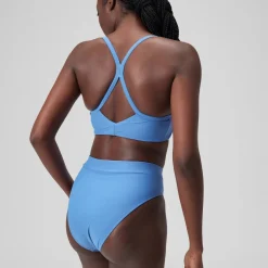 Two Pieces-Speedo Solid High Waist Bottom Iceberg Blue