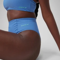 Two Pieces-Speedo Solid High Waist Bottom Iceberg Blue