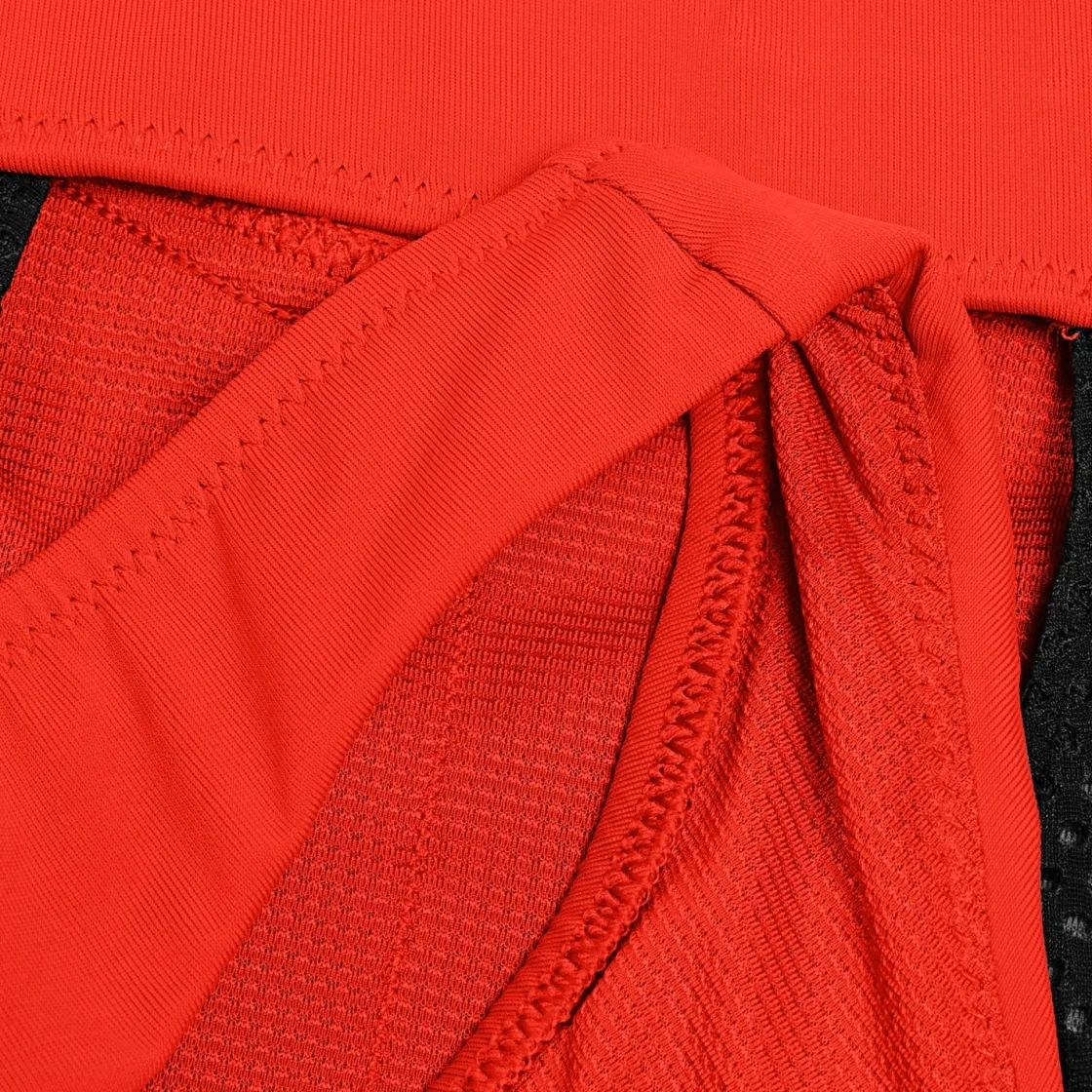 Two Pieces-Speedo Solid Highneck Top with Mesh Coquelicot Red
