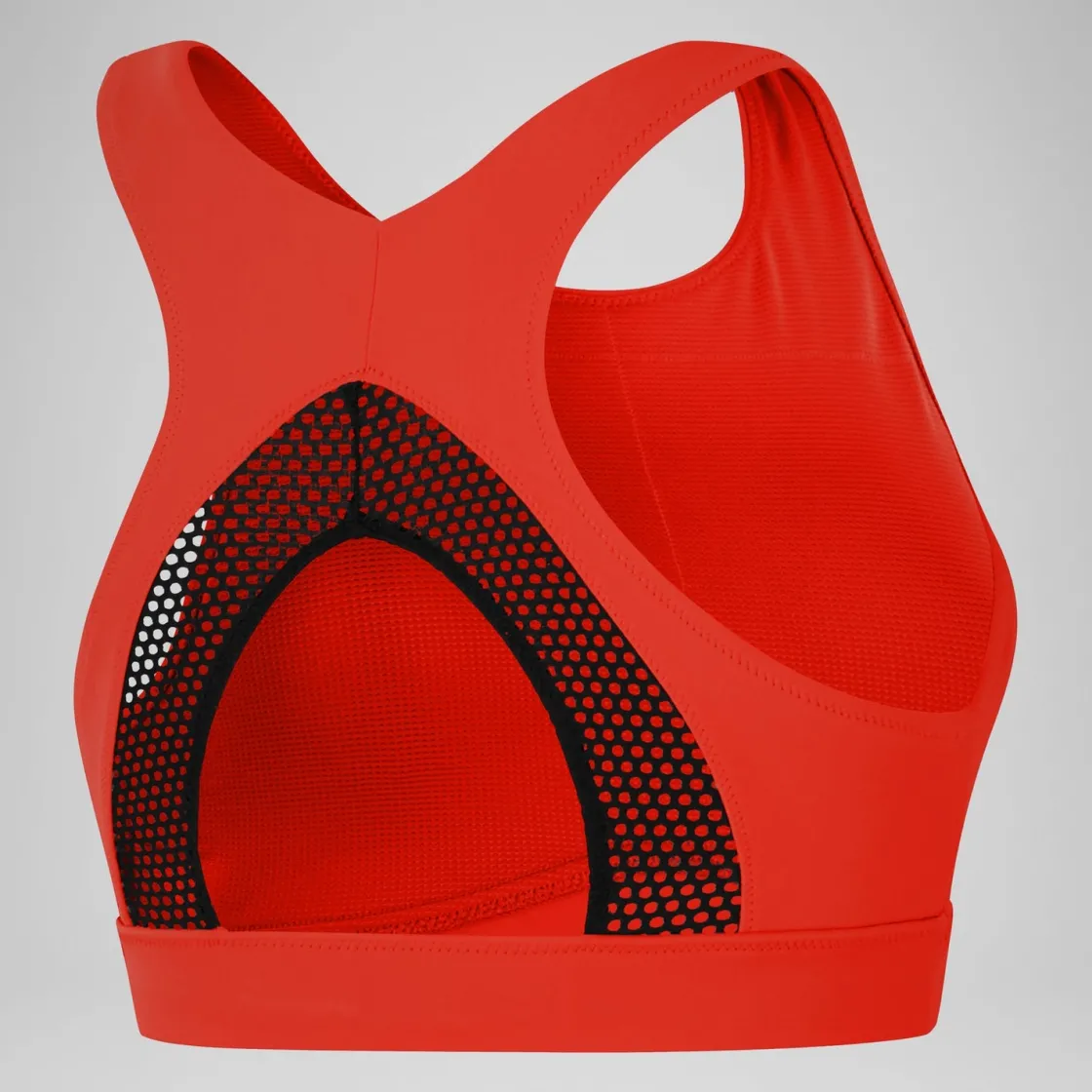 Two Pieces-Speedo Solid Highneck Top with Mesh Coquelicot Red