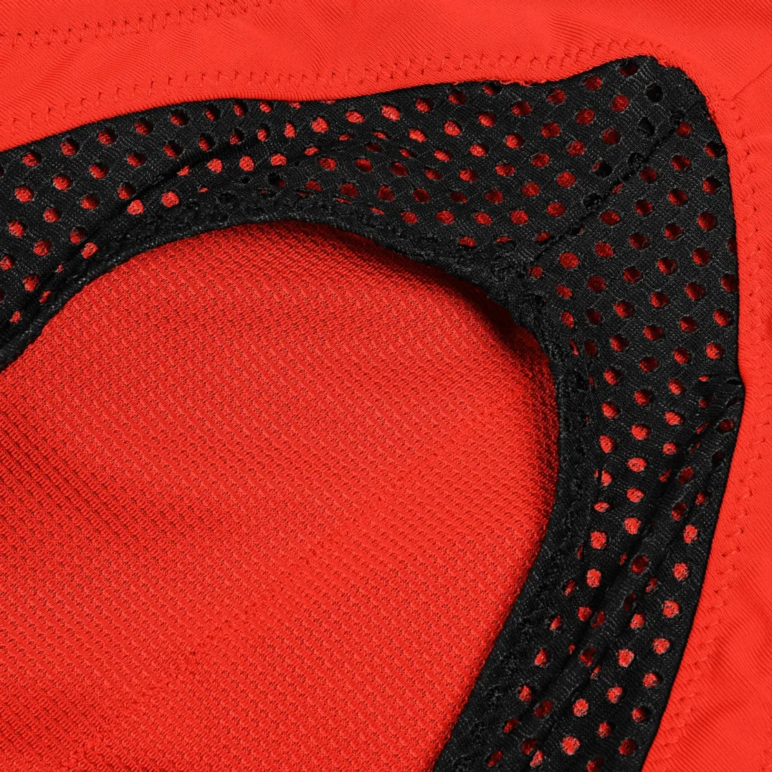 Two Pieces-Speedo Solid Highneck Top with Mesh Coquelicot Red