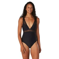 Recreation|Fitness-Speedo Solid Mesh One Piece