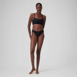 Two Pieces-Speedo Solid Racerback Top Pitch Black