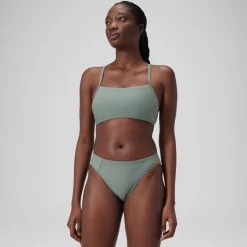 Two Pieces-Speedo Solid Racerback Top Dark Sea Green