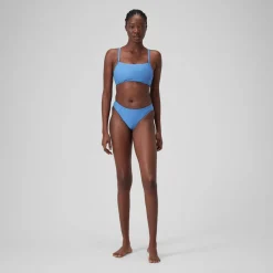 Two Pieces-Speedo Solid Racerback Top Iceberg Blue